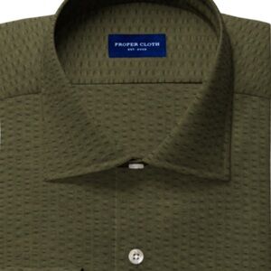*SOLD* Fatigue/Military Green Seersucker Dress Shirt